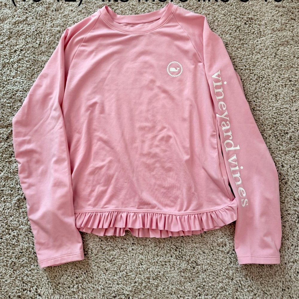 Vineyard Vines Light Pink Ruffle Long Sleeve Rashguard
